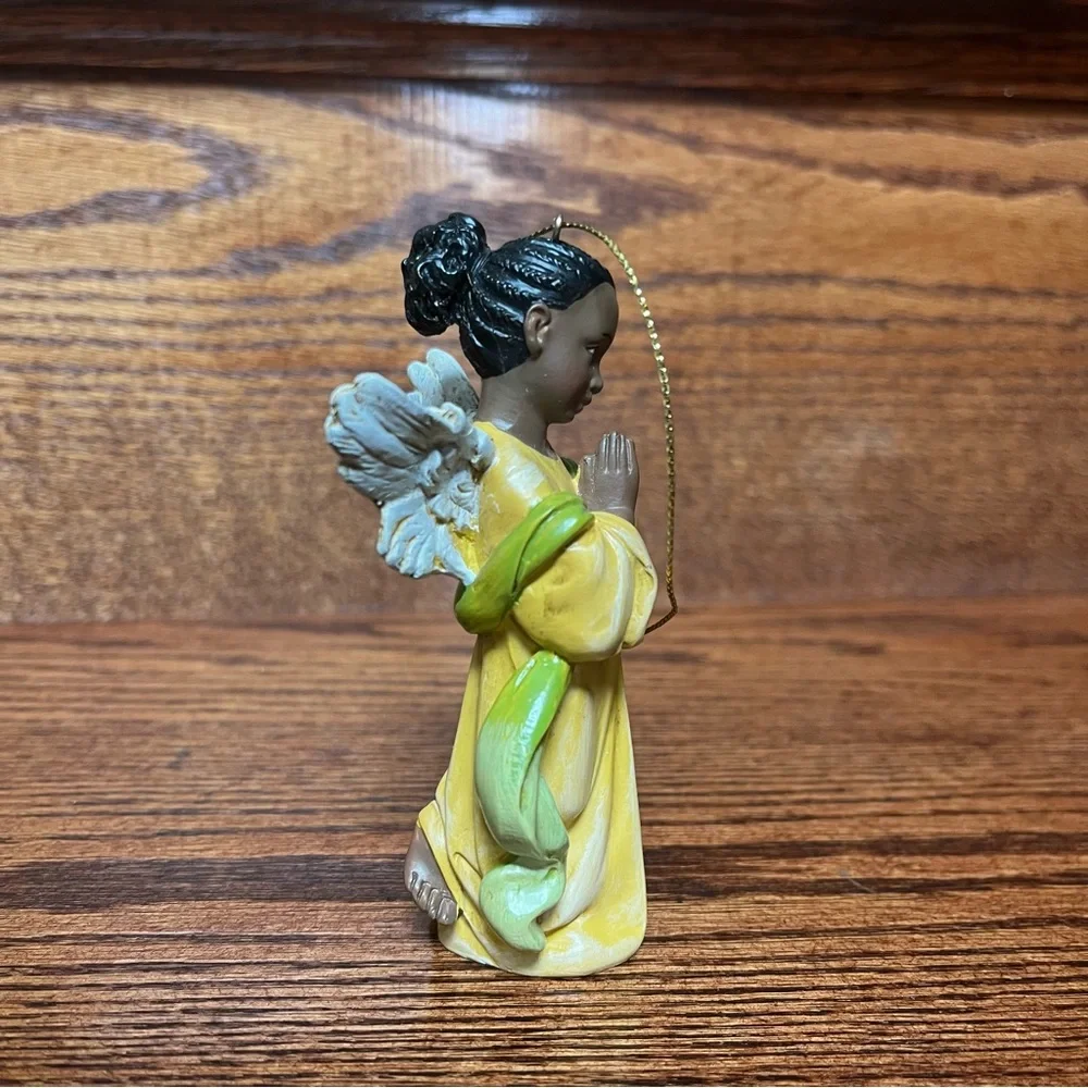 African American Girl Praying Hands Angel Holiday Christmas Tree Ornament